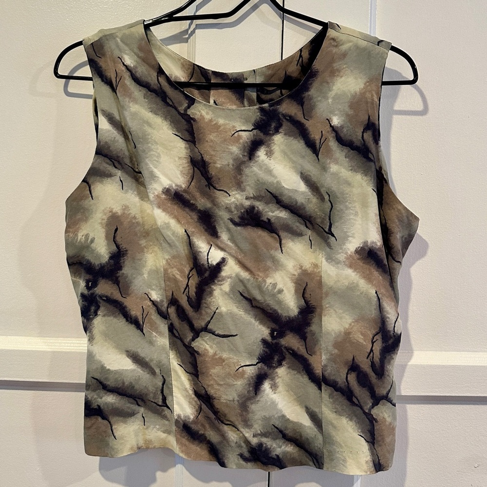 Vintage Ilyse Hart Abstract Patterned Sleeveless Top